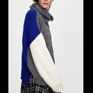 Colorblock Cable Knit Sweater